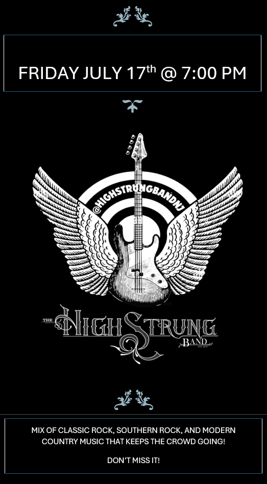 High Strung Band performing live at The Sussex Saloon in Sussex, New Jersey, on Friday, July 17, 2026