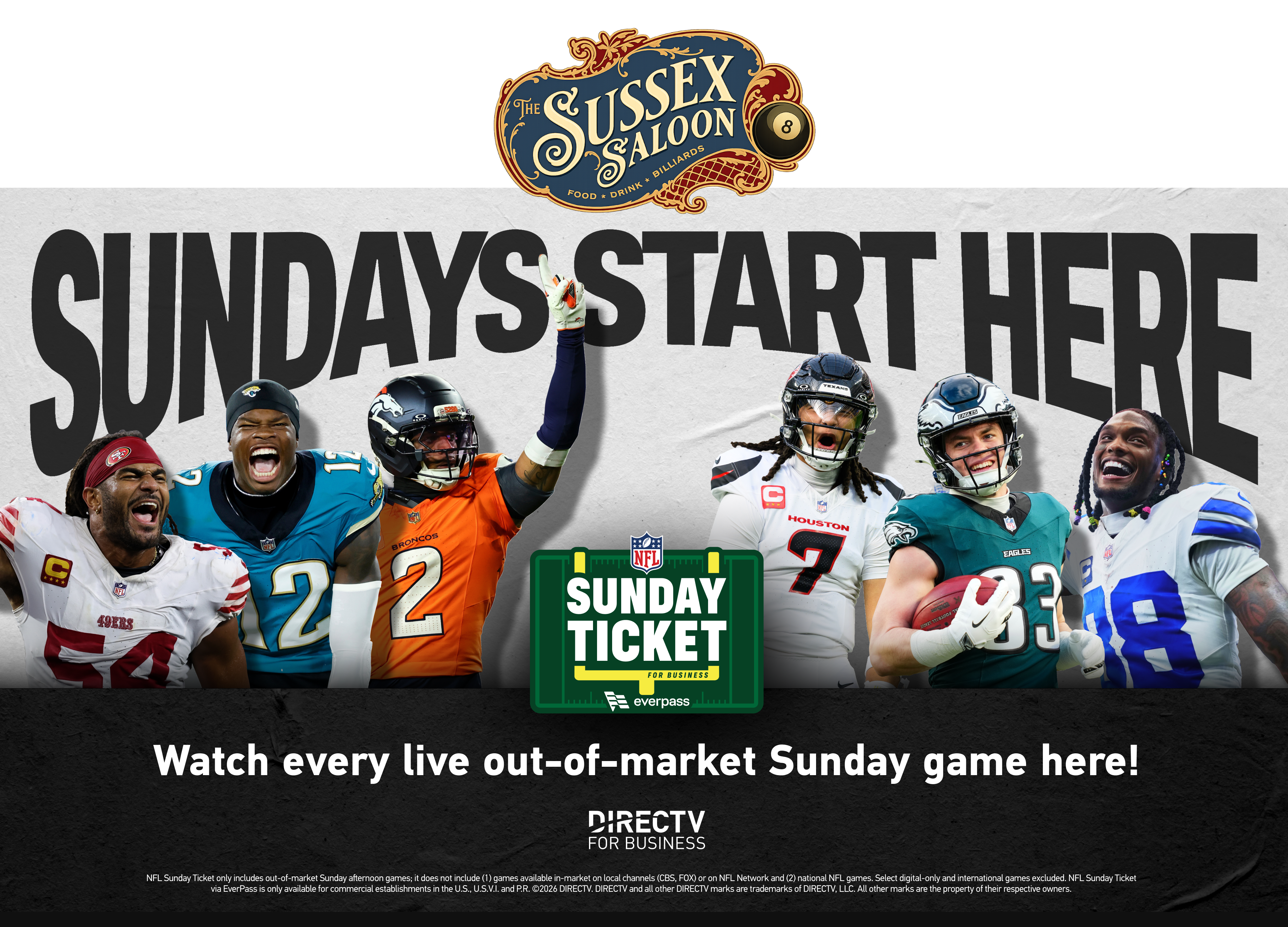 NFL Sunday Ticket sports bar in Sussex County NJ - The Sussex Saloon